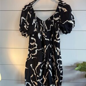 Nine West Black and White Patterned Mini Dress